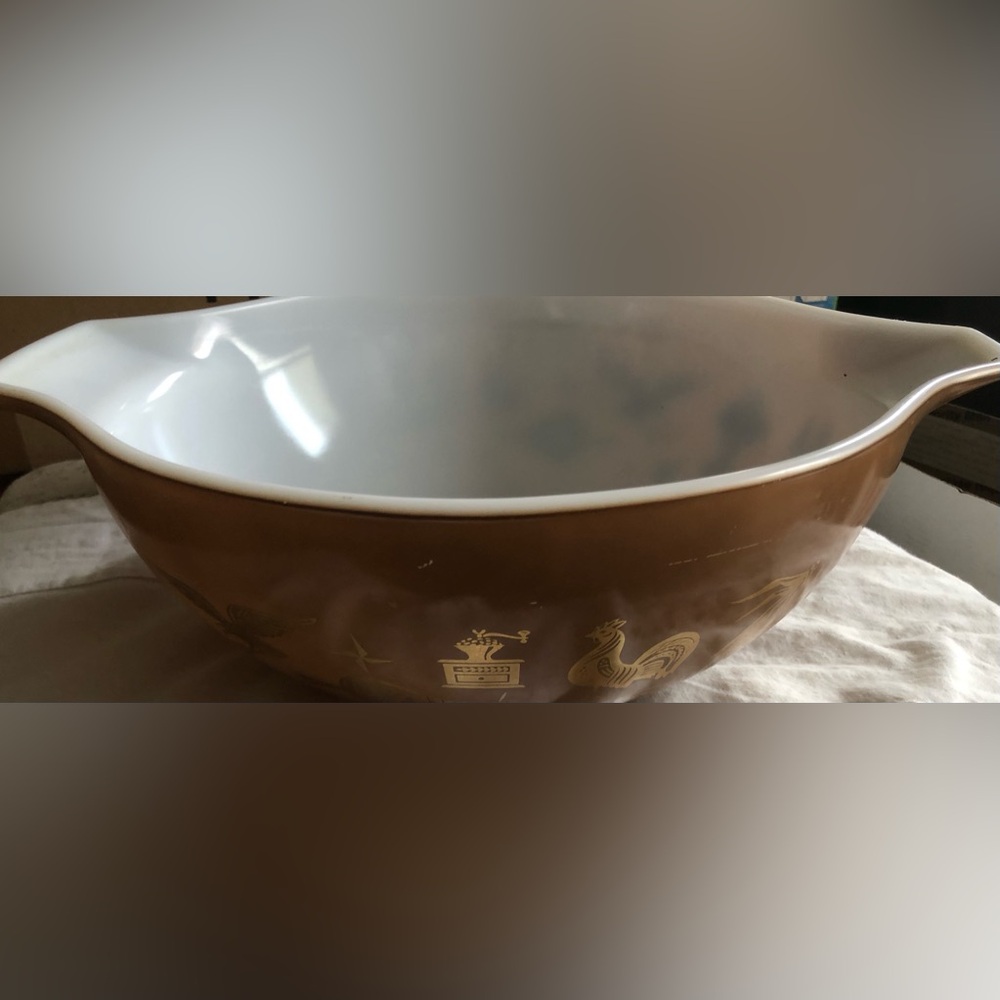 Vintage Pyrex 444 Brown Gold Cinderella 4 Qt Mixing Bowl Early American